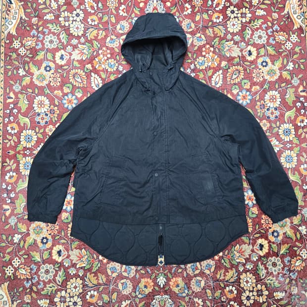 자라(ZARA) 후드 퀼팅 레이어드 자켓  오버핏(블랙 / L)