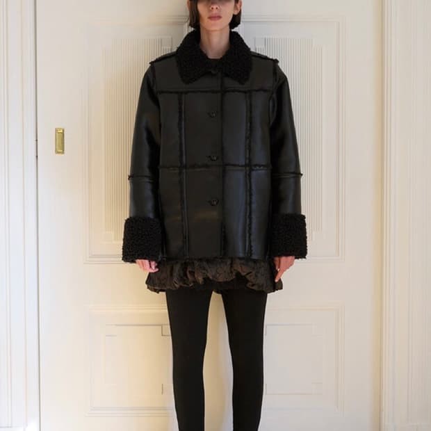 버뮬라 헤어리 리버시블 무스탕 블랙