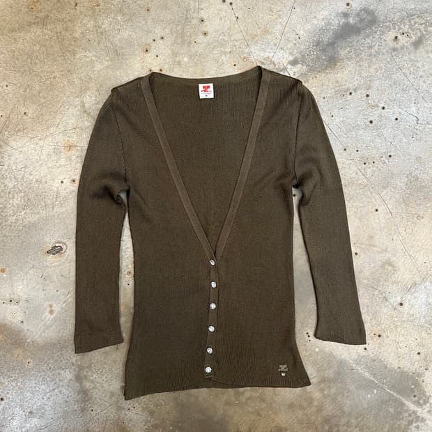 꾸레쥬 골지 브이넥 가디건