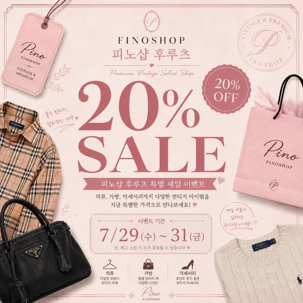 피노샵 전제품 20% 세일‼️‼️‼️‼️