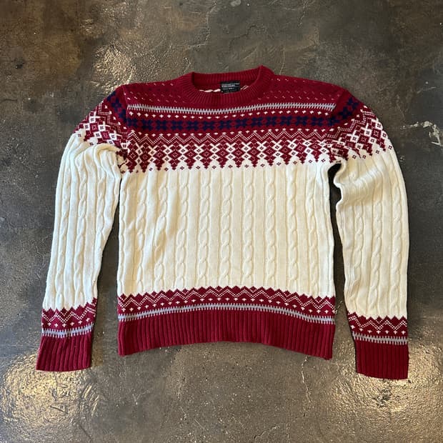 빈티지 크리스마스 케이블 니트 스웨터 XL