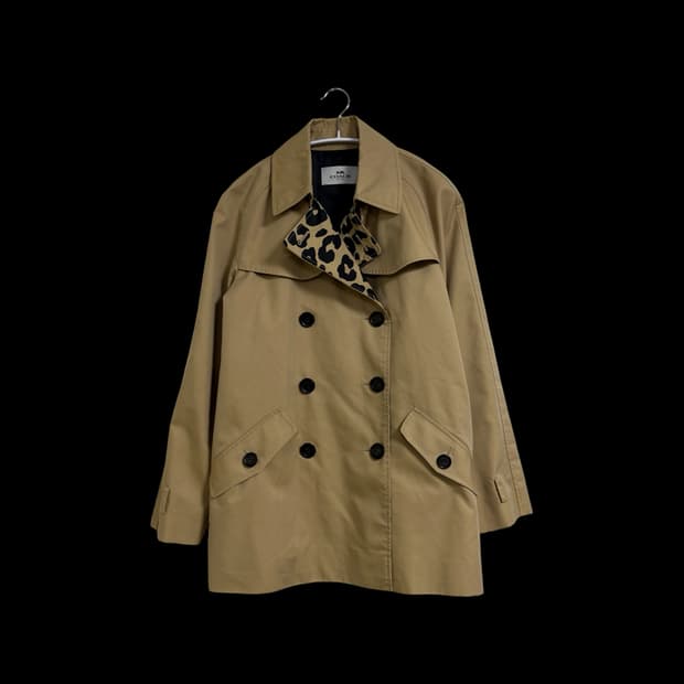 코치 레오파드 트렌치 코트