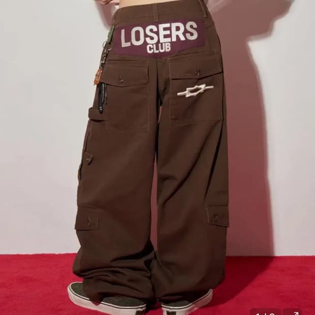 루저스클럽 멀티 카고포켓 와이드 면팬츠 브라운