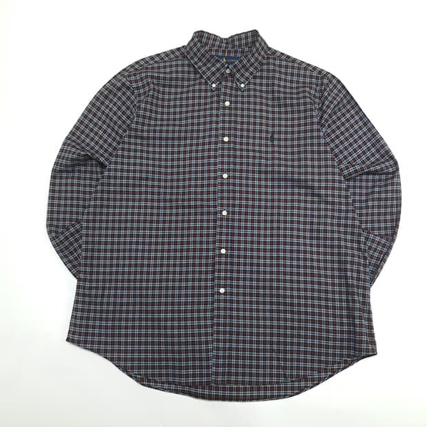 Co871 2XL 폴로 랄프로렌 블랙 스몰타탄체크 긴팔 셔츠 남방