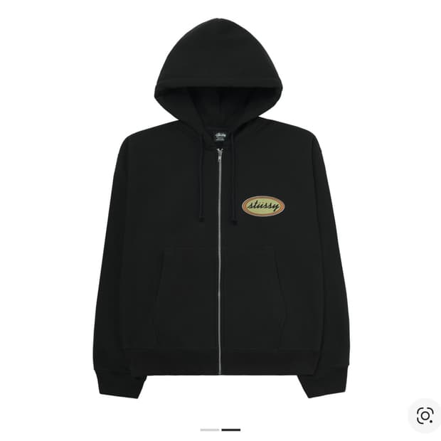 스투시 x 아워레가시 워크샵 오발 집 후드 블랙