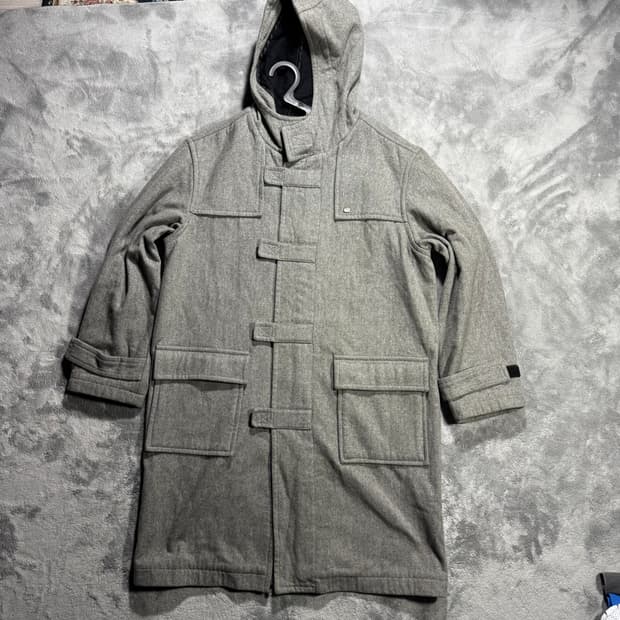 라코스테 그레이 후드 더플 코트