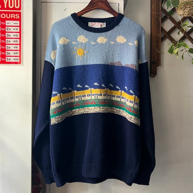 [L]90's 아일랜드 빌리지 퓨어 울 니트