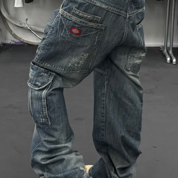 디키즈 워시드 데님 카고팬츠