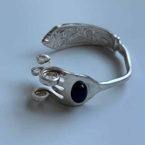 빈티지 오닉스 포크 뱅글 L