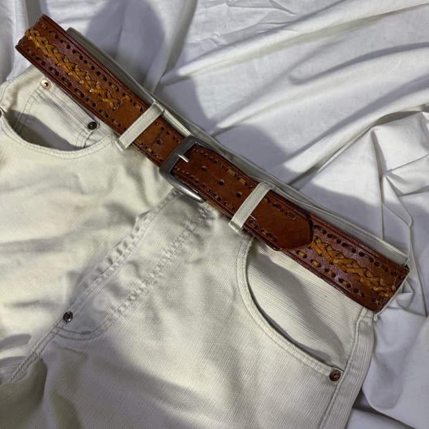 빈티지 위빙 레더 벨트