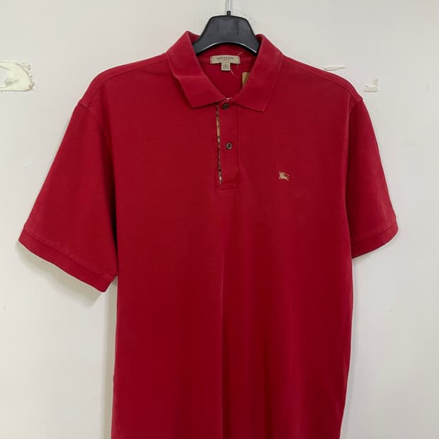 버버리 레드 반팔 폴로 티셔츠