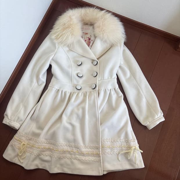 택포•빈티지 lizlisa 리즈리사 달천깔 히메갸루 리본 퍼 카라 코트