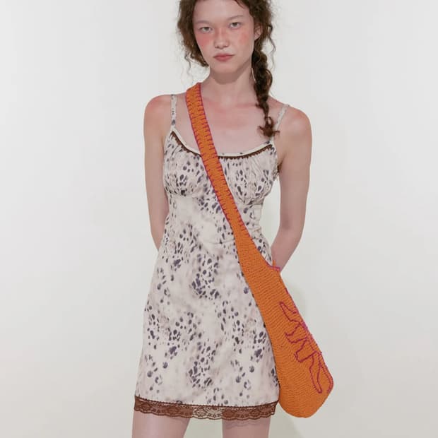 루루서울 Leopard Lace Mini Dress (Brown)