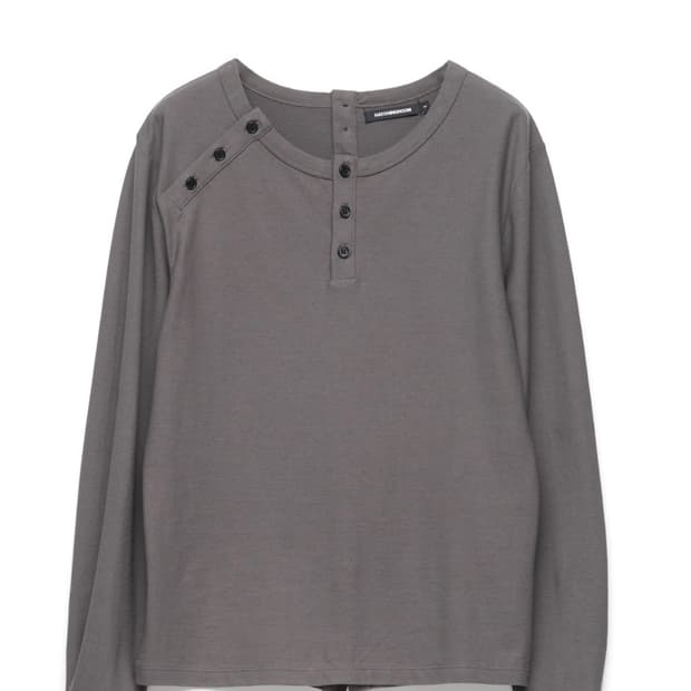 해칭룸 Triple Henley Neck Tee Rose Grey 