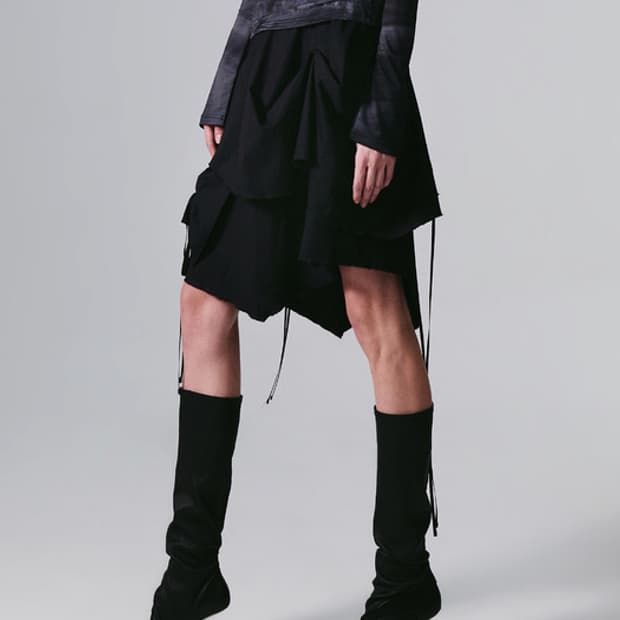 [ONE SIZE] 나체 레이어드 드레이핑 스커트 블랙