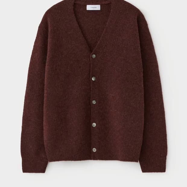 르마드 버건디 가디건(브이넥)