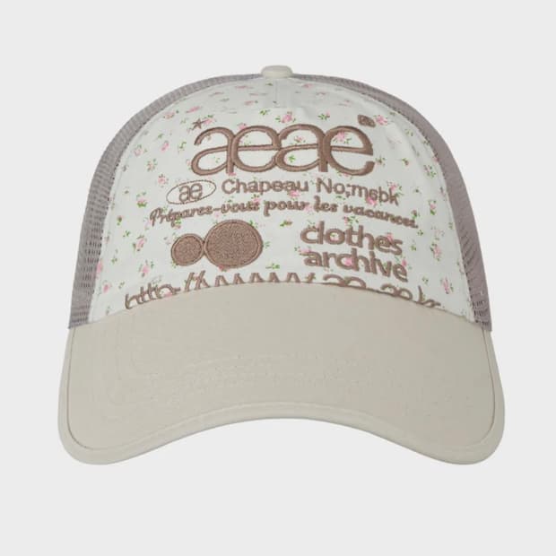aeae WEB LOGO FLOWER MESH CAP