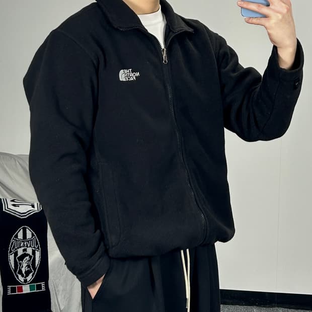 노스페이스 블랙 플리스 집업 M 