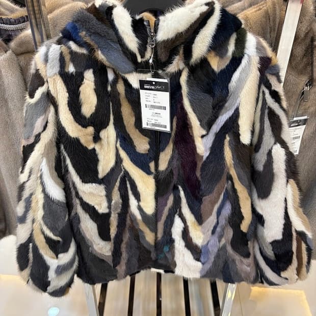 (완전새상품!) 멀티 패치 밍크100 후드 코트 m(55)