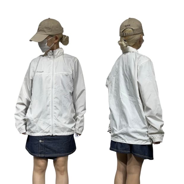 리복 화이트 오버핏 올드스쿨 바람막이 트랙 자켓 S
