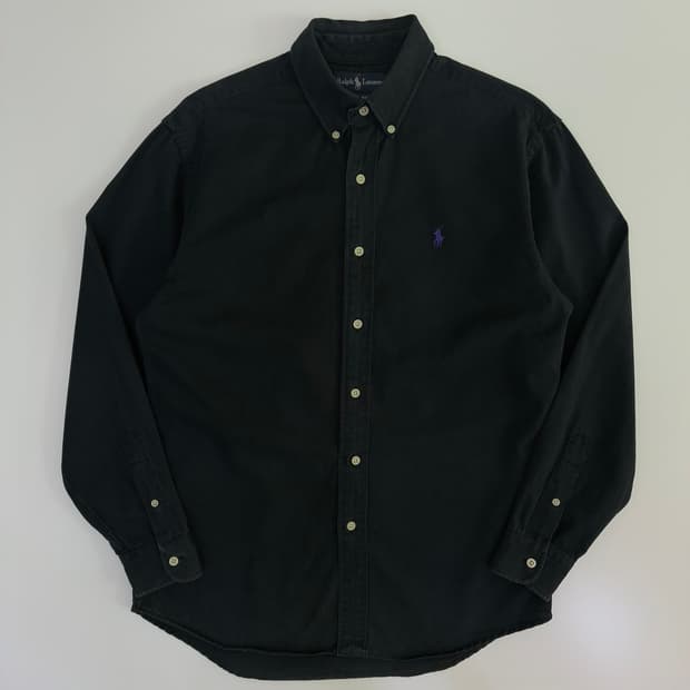 Polo  폴로 랄프로렌 90,s 자수 블랙 코튼 셔츠