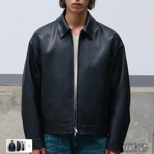 오버핏 비건레더 싱글 자켓M