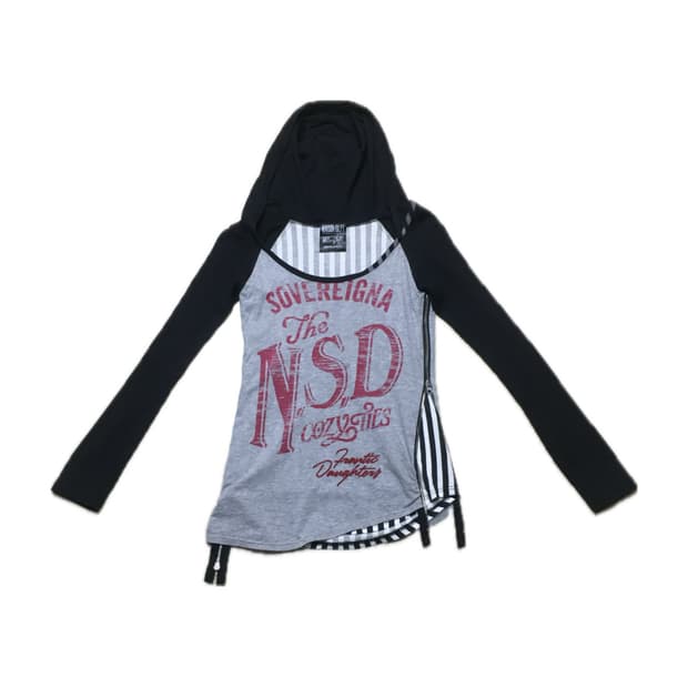 일본빈티지 갸루 지퍼 디테일 후드 탑