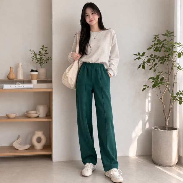 파르티멘토 핀턱 스트레이트 스웨트 팬츠