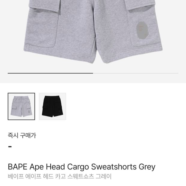 BAPE 베이프 그레이 카고 반바지 24ss L사이즈