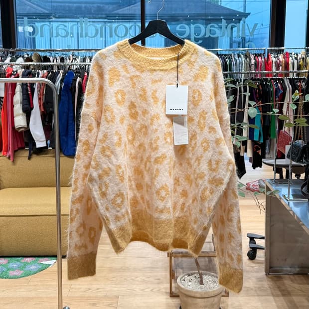 이자벨 마랑 옐로우 테비 와일드 자카드 니트