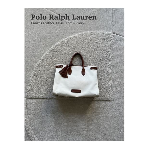 폴로 랄프로렌 캔버스 레더 테슬 토트백 