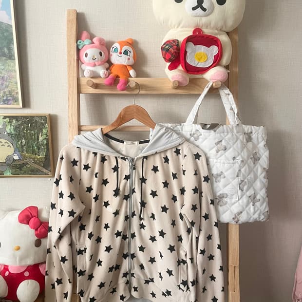 모리걸 빈티지 별 패턴 후드집업 🖤⭐️