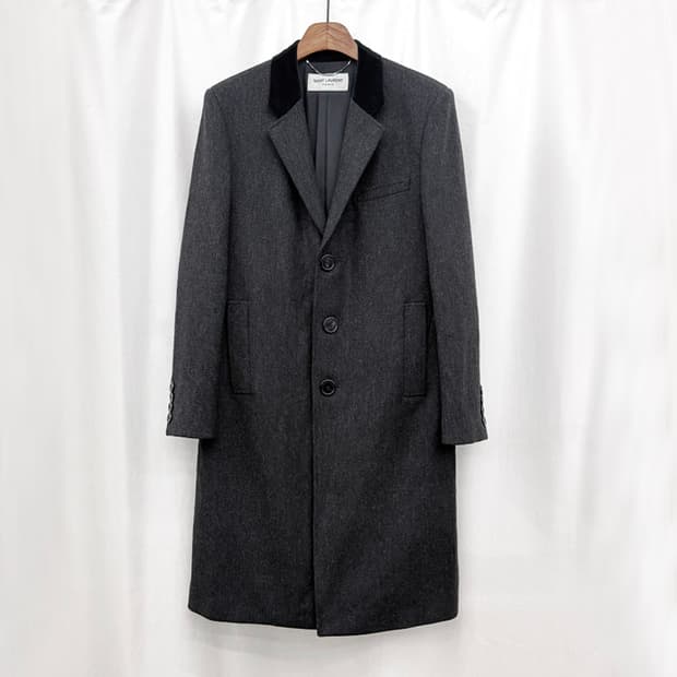 생로랑 14FW 벨벳라펠 체스터 필드 코트