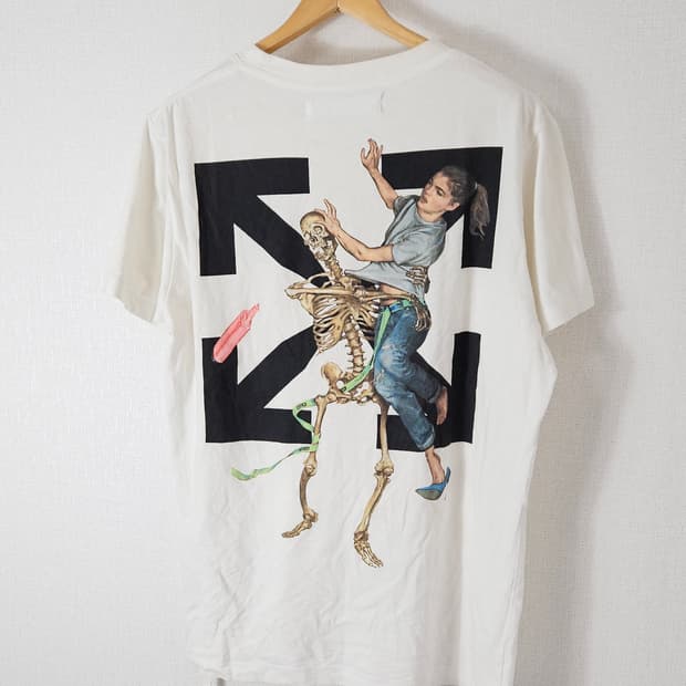 오프화이트 파스칼 스켈레톤 반팔 티셔츠 L (QR정품)
