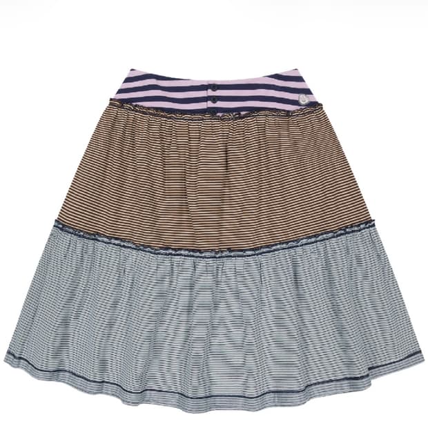 코이세이오 컬러드 스트라이프 미디 스커트 퍼플