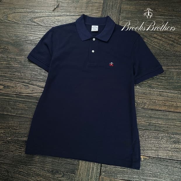 [브룩스브라더스] 로고 자수 PK 셔츠 카라티 네이비 M20184
