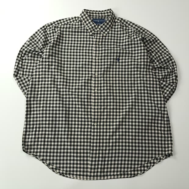 CJ063 2XL 폴로 90s 블랙 모노 깅엄체크 셔츠 남방