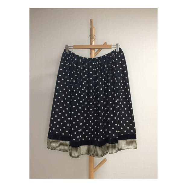 스나오 쿠와하라 블랙 도트 땡땡이 스커트