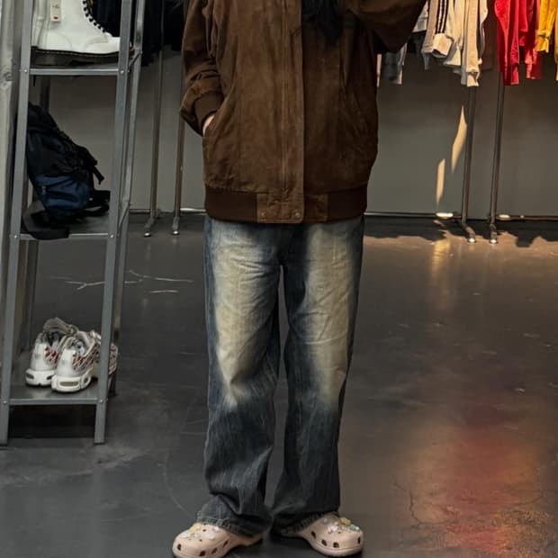 빈티지 브라운 스웨이드 봄버자켓 A3022