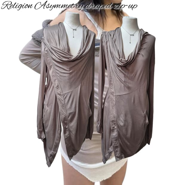 Religion Asymmetry draped zip-up