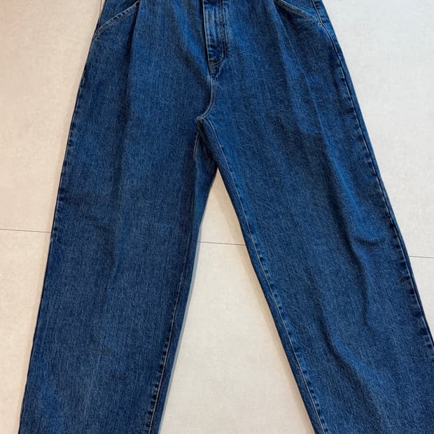 비슬로우 콘밀 딥 원턱 데님 미디엄 워시 (34)