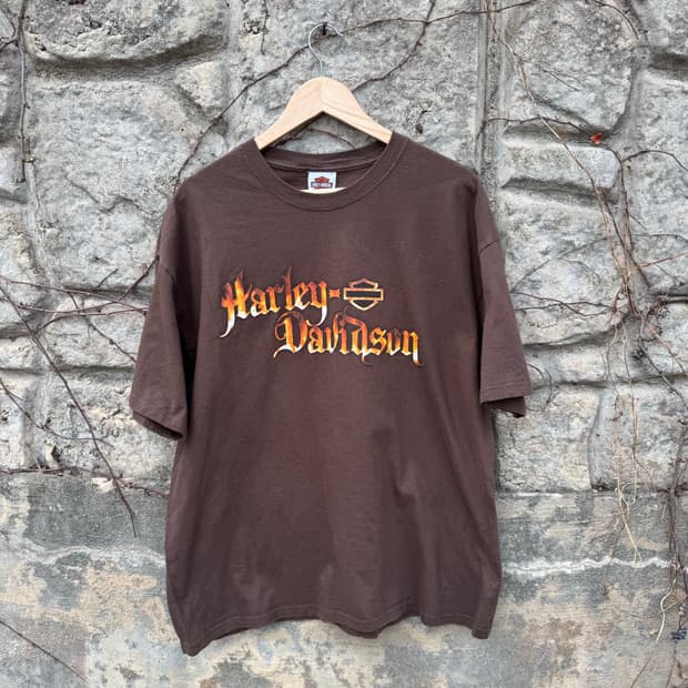 00s 할리데이비슨 빈티지 2009 헤인즈 로고 프린팅 반팔 티셔츠