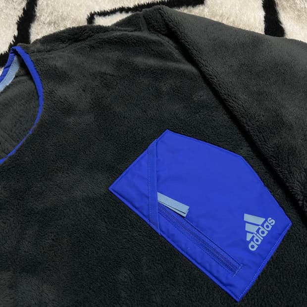 [2XL]아디다스 플리스 맨투맨/짙은그레이블루
