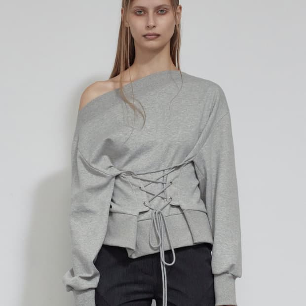 (미개봉새상품) 보헤미안서울 보헴서 코르셋 스웻셔츠 맨투맨 멜란지 그레이