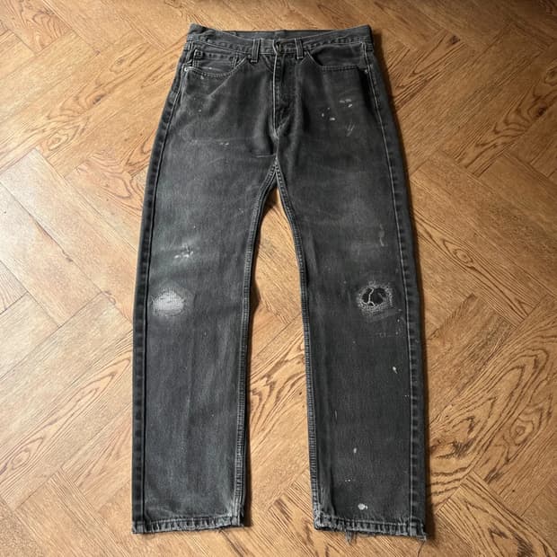 [34]리바이스 505 빈티지 리페어드 흑청 데님 팬츠