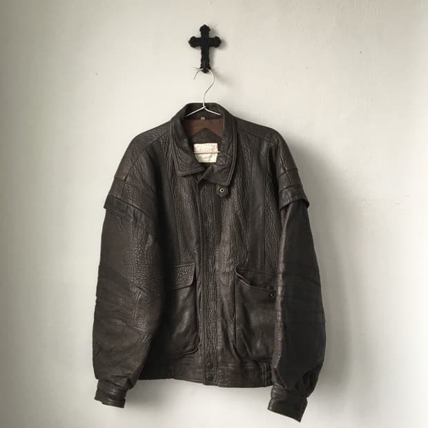 Leather bomber brown jacket
