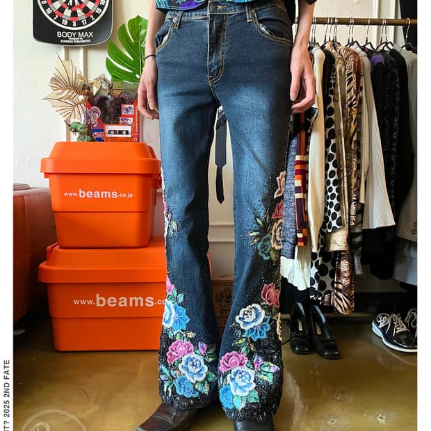 90-00s TARADO 3D Floral Flare Jeans