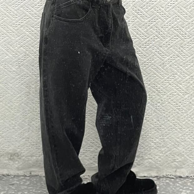 디스이즈네버댓 베이직 모던룩 와이드 흑청 데님팬츠 L C06674