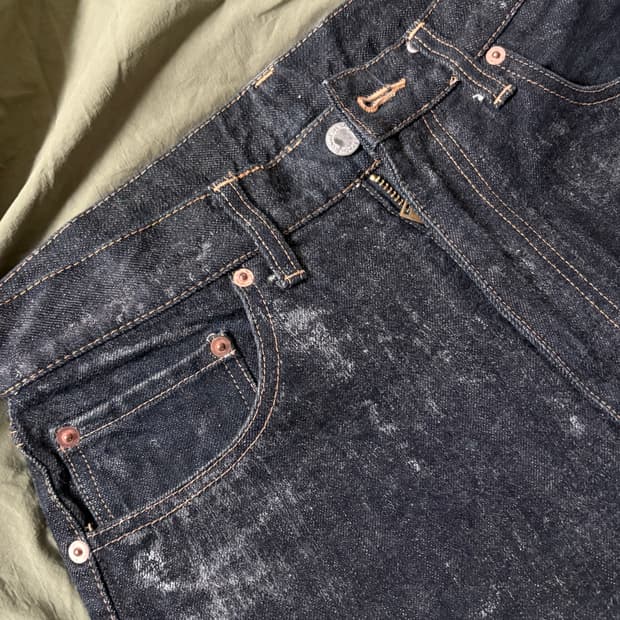 꼼데가르송 옴므 실버 페인팅 데님팬츠 S