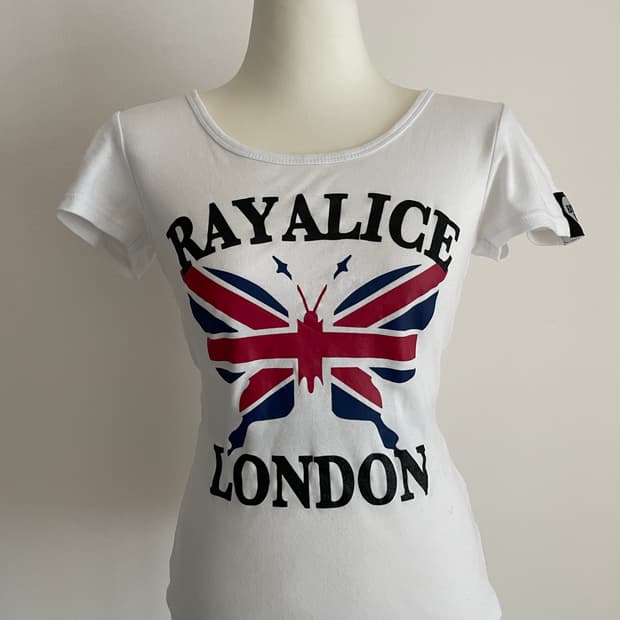 일본 빈티지 나비 성조기 반팔티셔츠 y2k 갸루 펑크